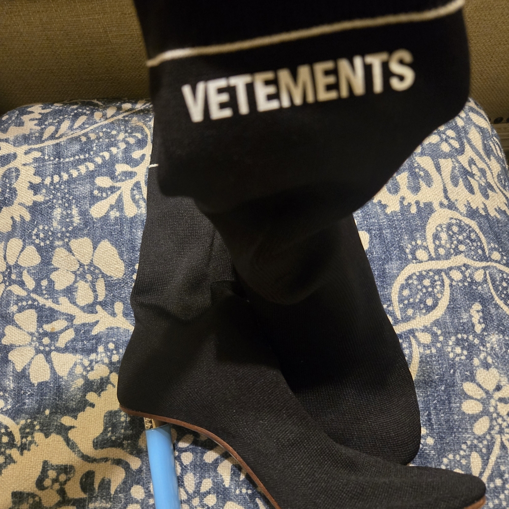Vetements Black Boots with Blue Heels
